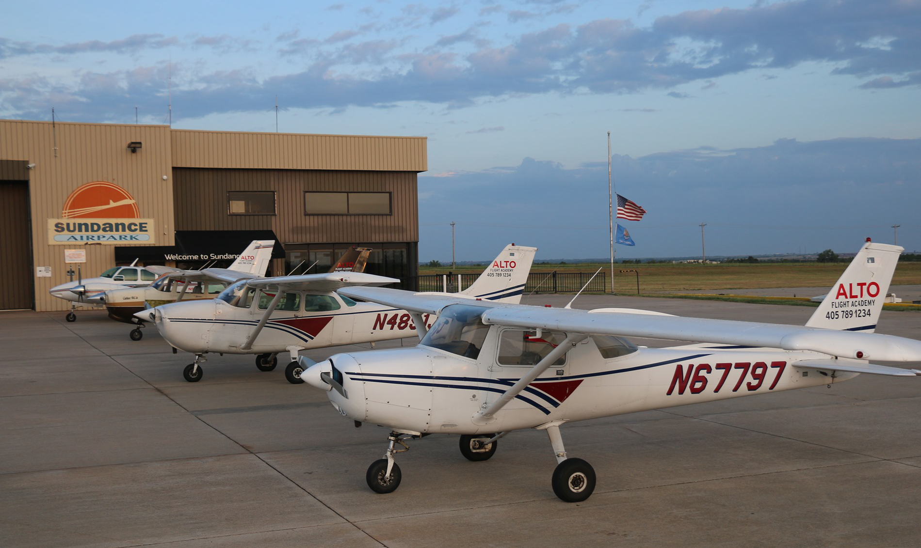 Aerial view of Sundance Airport showing the efficient training environment west of Oklahoma City